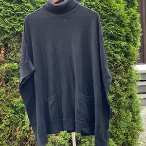 Michael Kors Black Turtleneck  Poncho Sweater w/ Pockets